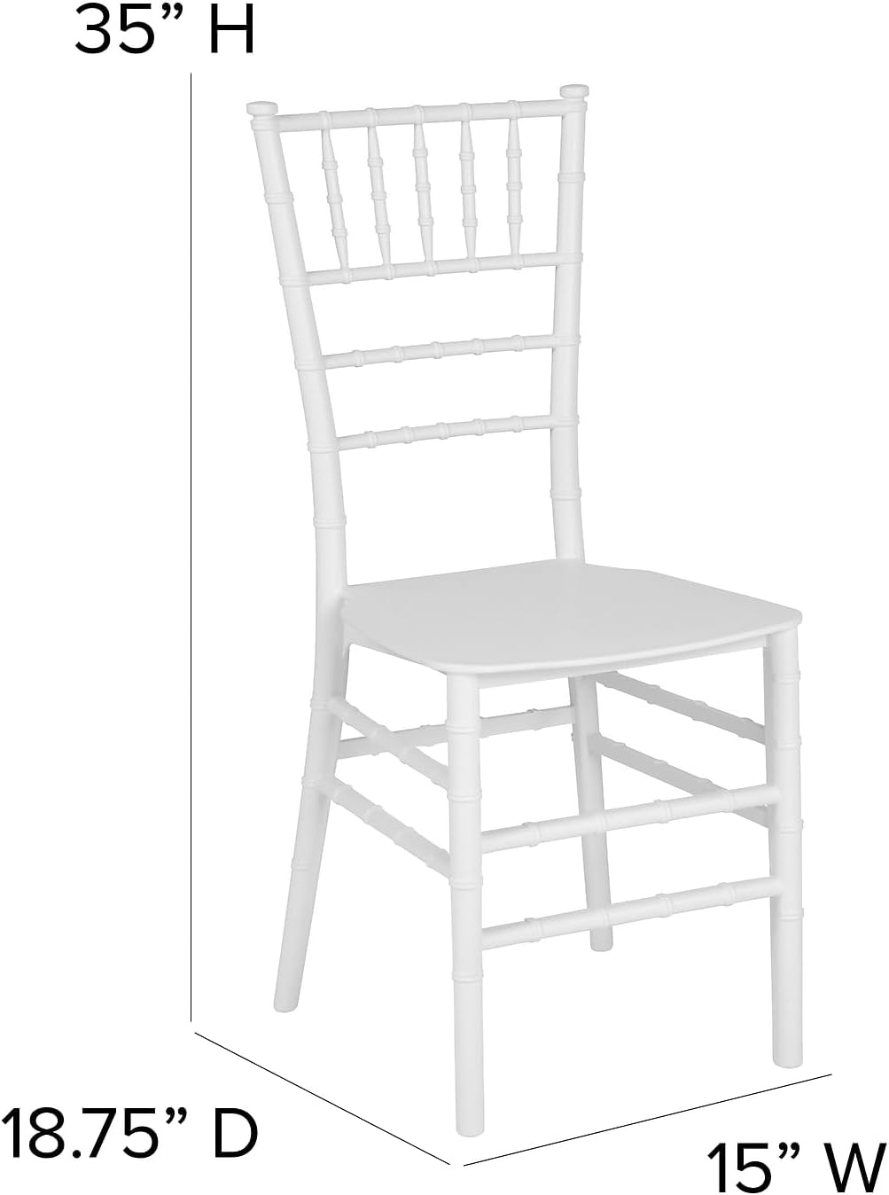 Flash Furniture 2 Pack HERCULES PREMIUM Series White Resin Stacking Chiavari Chair