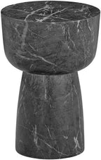 Pemberly Row Contemporary Faux Marble Side Table, Black Finish, Handmade, Water and Sunlight Resistant, 14 in x 14 in x 20.3 in, Indoor/Outdoor Use, Trendy Totem Silhouette Decor Piece