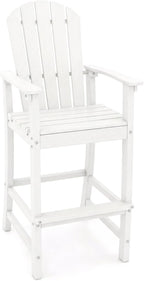 Giantex HDPE Outdoor Bar Stools - All Weather Tall Adirondack Chair with Armrest, Footrest, Load 360Lbs, 30-Inch Counter Height Bar Stool for Patio, Garden, Yard, Indoor Or Outdoor Use (1, White)
