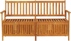 Rectangular Solid Acacia Wood Storage Bench, 58.3 inch Natural Wood Outdoor Patio Furniture for Garden, Entryway Bench Seating
