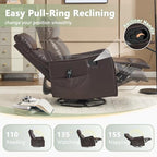cinkehome Swivel Rocker Recliner, Glider Rocker Recliner Chair for Nursery, Manual Reclining Chair with Heated Massage, Small Spaces, Living Room, Faux Leather Brown
