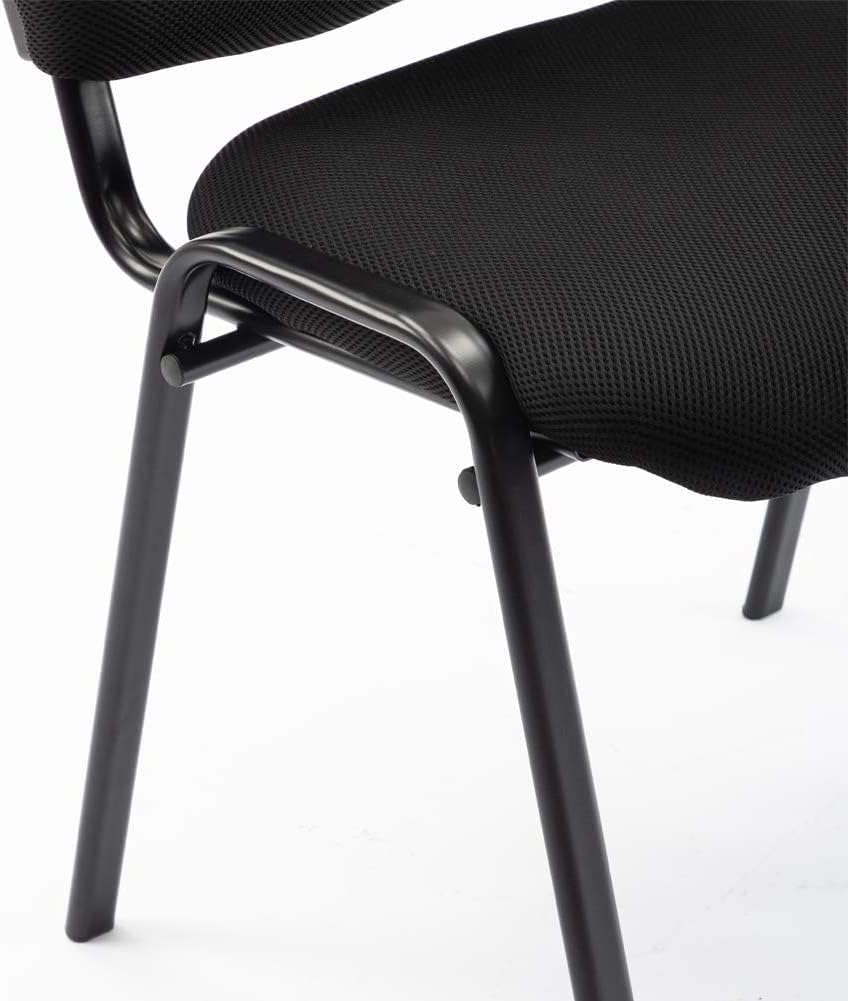 ROCITY Waiting Room Chairs Set of 5 Stackable Conference Room Chairs Mesh Office Reception Chair for Guest, School Breakroom Banquet Church Lobby (Mesh-Cushion,Black,5PCS)