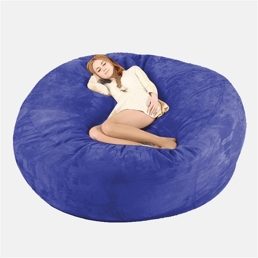 Bean Bag Chair Cover(no Filler),Adults Luxurious Giant 6/7/8ft Huge Bean Bag Chair for Organizing Children Plush Toys or Memory Foam (Color : Blue, Size : 8ft)