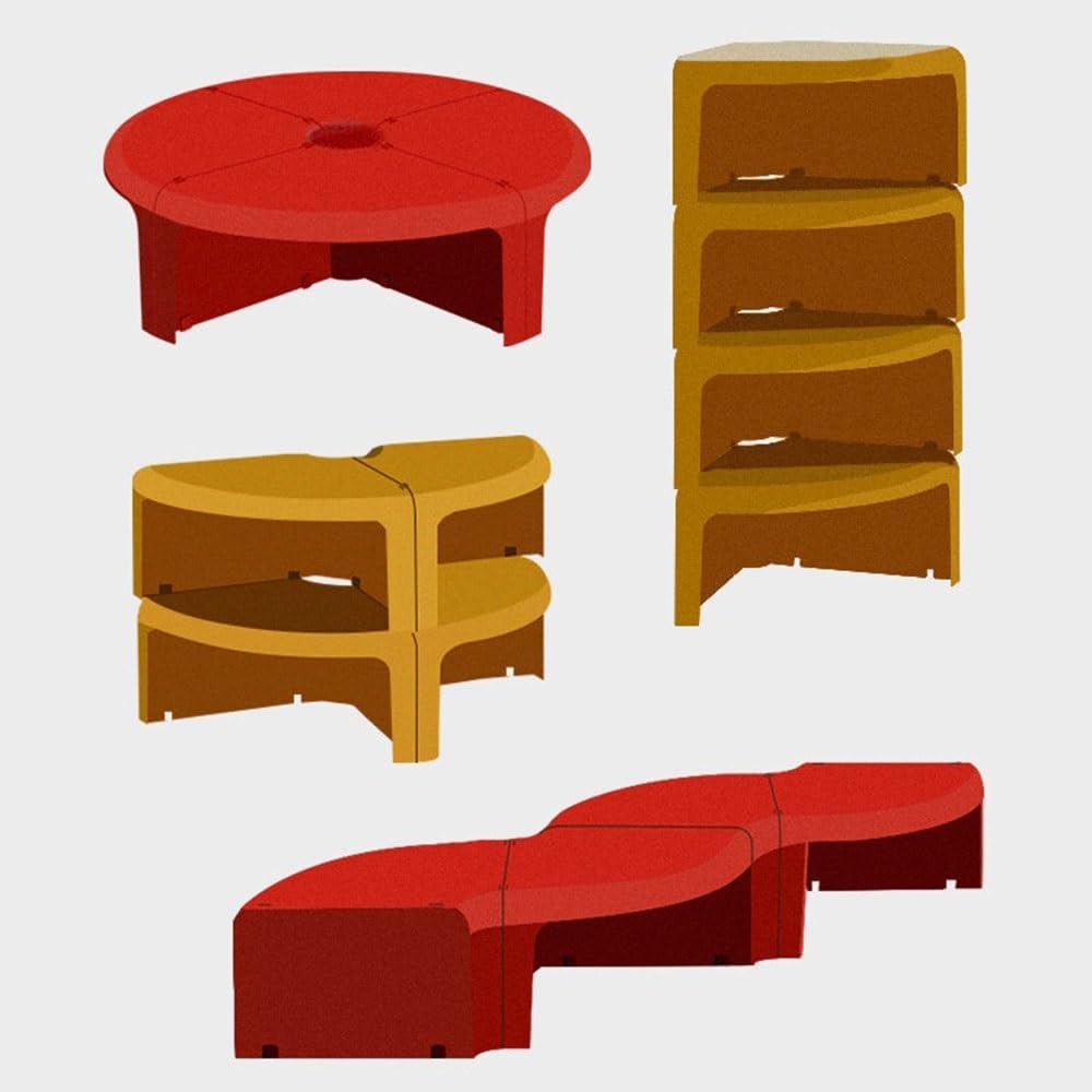 End Tables Modular Plastic Coffee Table Set Interlocking Round Tables for Self-Assembly(White)