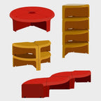 End Tables Modular Plastic Coffee Table Set Interlocking Round Tables for Self-Assembly(White)