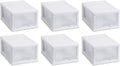 Sterilite 20518006 6 Quart/5.7 Liter Stacking Drawer, White Frame with Clear Drawer,(pack of 6)