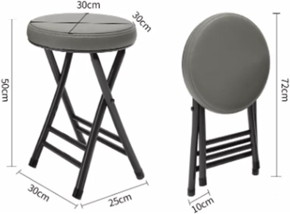ILOOXI Cushioned Padded Folding Stool Stackable Portable Folding Chair Round Folding Bar Stool 330lb Capacity Foldable Stool for Home Kitchen Dining Breakfas (Color : Black, Size : 50cm/20in)