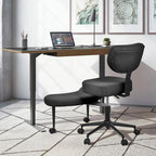 Ergonomic Cross Legged Chair, 360° Swivel Meditation Chair with Wheels for ADHD Desk & Yoga, Criss Cross Design with Strong Lumbar Support, Height-Adjustable Seat Mesh Style, Home Office - Black