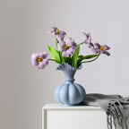 Blue Flower Vase,Pumpkin Ceramic Vase, Ceramic Vase for Decor,Container for Flower, Centerpieces for Dining Table,for Living Room Desk Shelf Decor.
