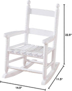Fox Valley Traders Child’s White Rocking Chair – Solid Hardwood Construction with Slatted Back & Seat – Classic 22.5" Nursery Chair for Toddlers