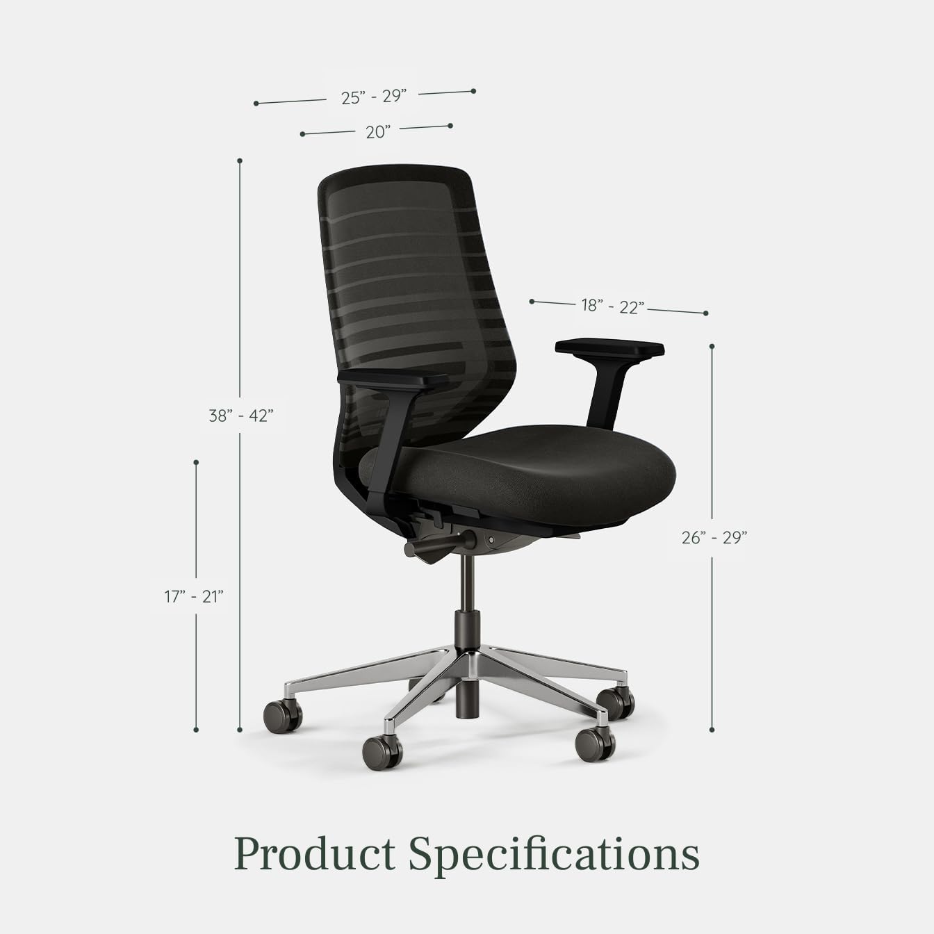 Branch Ergonomic Chair - A Versatile Desk Chair with Adjustable Lumbar Support, Breathable Mesh Backrest, and Smooth Wheels - Experience Optimal Comfort and Support - All Black