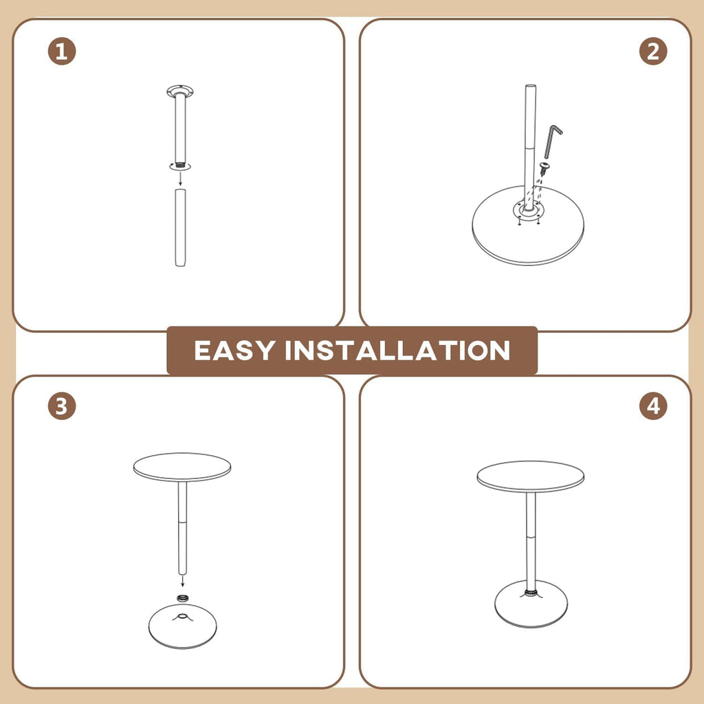 Round Bar Table 40" Height Modern High Top Pub Table with Solid Top & Sturdy Metal Base, Cocktail Table for Bistro, Home, Kitchen or Dining Room, White