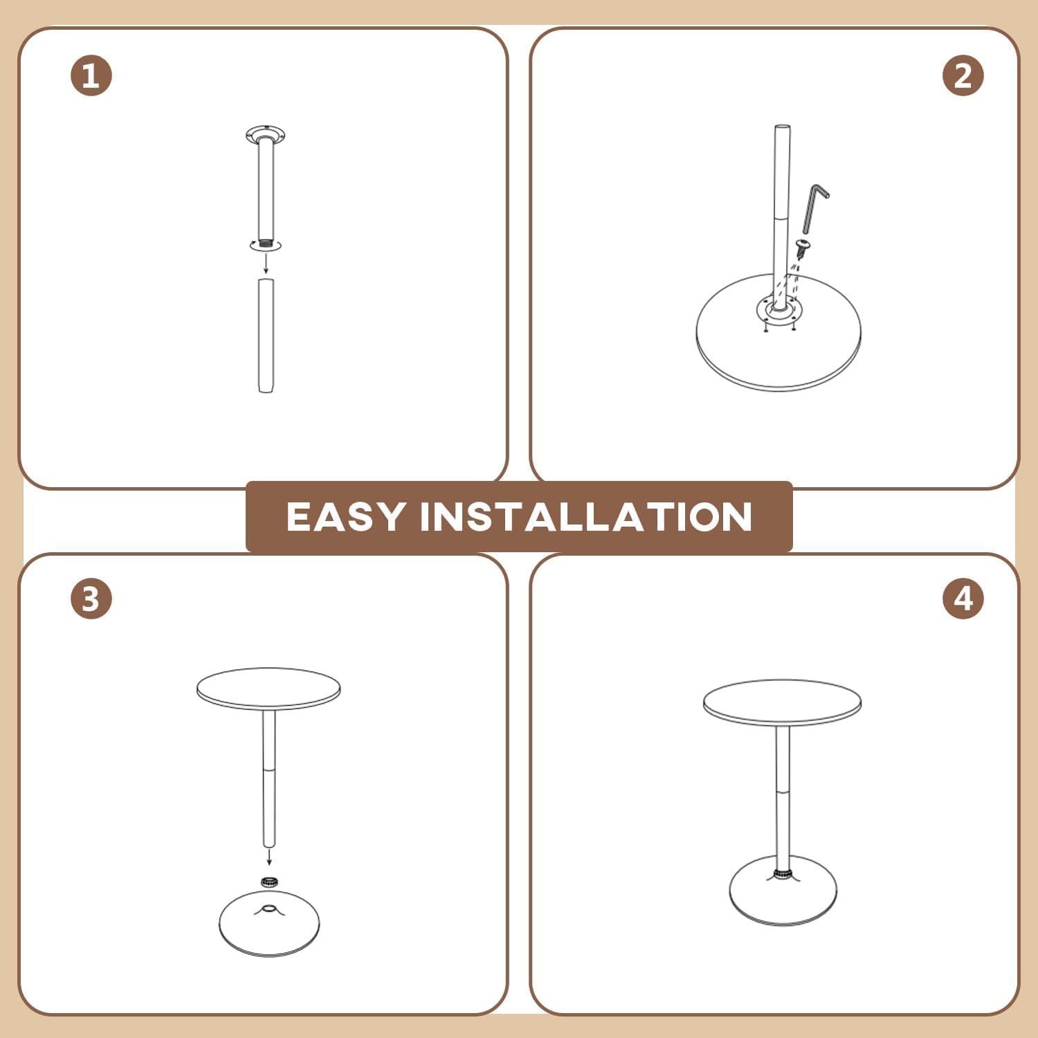 Round Bar Table 40" Height Modern High Top Pub Table with Solid Top & Sturdy Metal Base, Cocktail Table for Bistro, Home, Kitchen or Dining Room, White