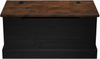OSHOME 35.5" Solid Pine Storage Chest with Lift -Top Hinged Lid, Storage for Bedroom, Entryway and Living Room in Harvest Black Finish