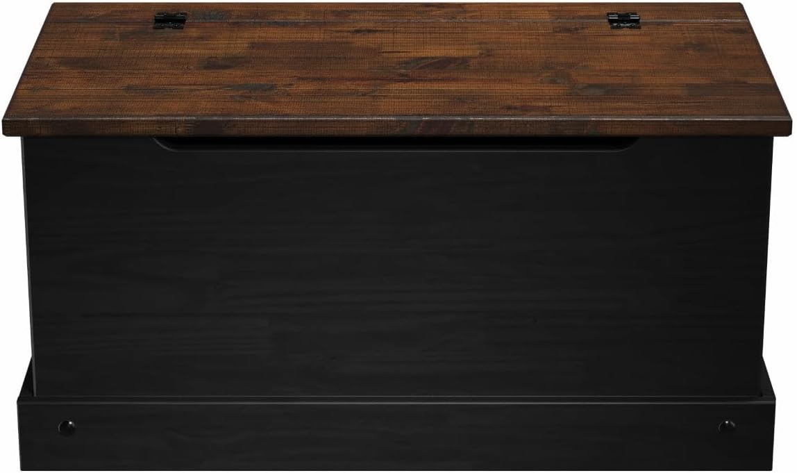 OSHOME 35.5" Solid Pine Storage Chest with Lift -Top Hinged Lid, Storage for Bedroom, Entryway and Living Room in Harvest Black Finish