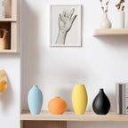 Small Ceramic Matte Vase Set 4 for Modern Home Decor Flower Decoration Office,Bookdesk, Bookshelf, Centerpieces, Tables, Living Room, Dining Table, Bedroom Shelf Entryway Ornament Gift