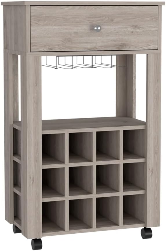 Mid-Century Storage Cabinet, 1-Drawer 12-Bottle Wine Cabinet, for Kitchen Living Room Entryway,for Kitchen Home