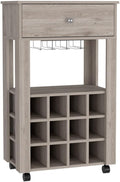 Mid-Century Storage Cabinet, 1-Drawer 12-Bottle Wine Cabinet, for Kitchen Living Room Entryway,for Kitchen Home