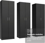 Madesa Kitchen Set 3 Pantry Storage Cabinet with 15 Utility Shelves 71" L Wooden Organization Unit for Kitchen (Black)