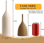 Ceramic Vases Set of 2, Modern Boho Vases for Centerpiece Decor, Matte Minimalist Neutral Vases for Home Decor, Living Room, Bookshelf, and Entryway Table Decor (Multicolor-2)