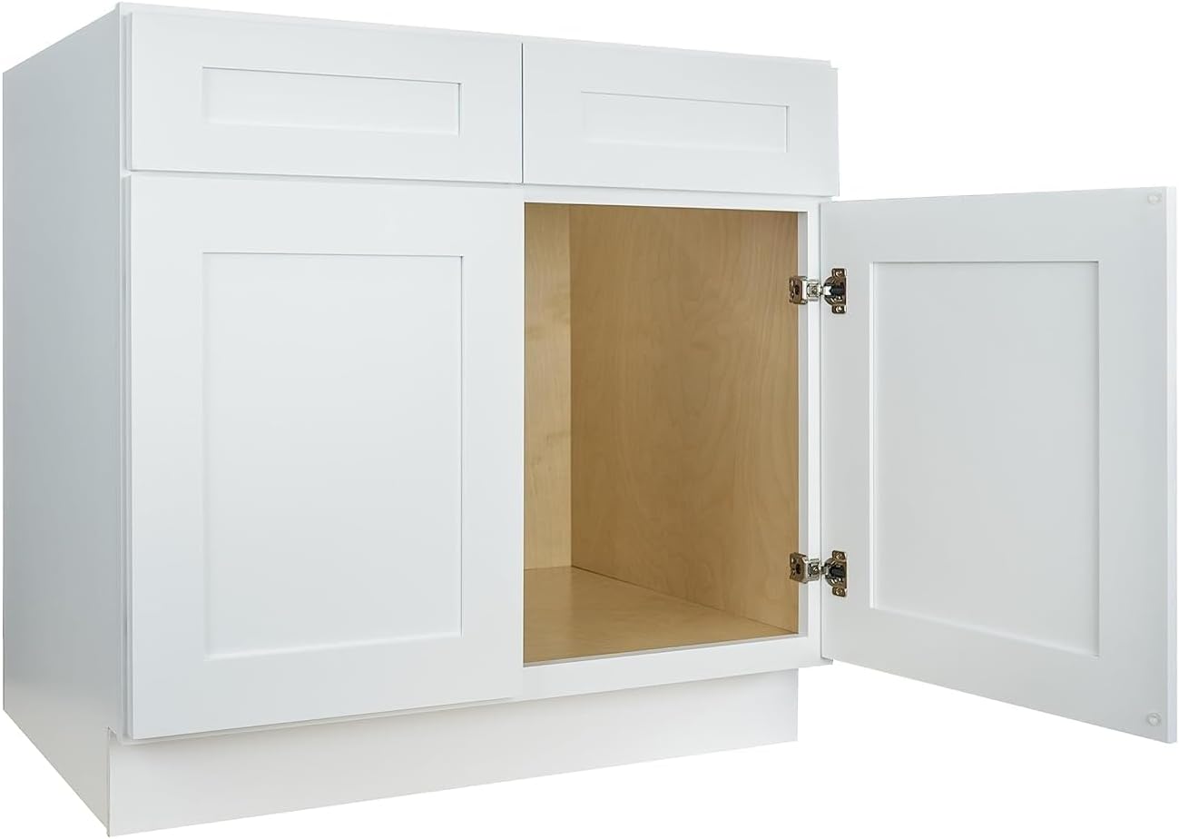 Hollywood Fabiani Design Sink Base Kitchen Cabinet 30 in. W x 24 in. D x 34-1/2 in. H, Shaker White - Solid Wood Frame, 1/2-Inch Cabinet-Grade Plywood Box, Soft-Close Doors, Ready to Assemble
