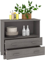 Light Grey Sideboard with Solid Pine Wood and MDF Construction, Modern Storage Cabinet for Living Room or Dining Room, 4-Drawer Furniture Piece with Smooth Finish and Durable