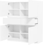 Mid-Century Storage Cabinet, with 4 Doors and 2 Drawers, Shoe Rack for Entryway Hallway Living Room,for Kitchen Home