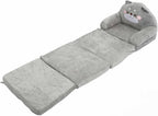 Cartoon Animal Kids Folding Sofa, Foldable Baby Sofa, Portable Toddler Folding Couch for Reading Watching TV Relaxing, Soft Fabric and Sponge Cushion, Indoor Outdoor Use (Folding in quarters)