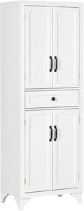 67" Tall Kitchen Pantry Cabinet, 4-Door Storage with Drawer & Adjustable Shelves, Stylish White Cabinet for Dining Room