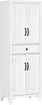 67" Tall Kitchen Pantry Cabinet, 4-Door Storage with Drawer & Adjustable Shelves, Stylish White Cabinet for Dining Room