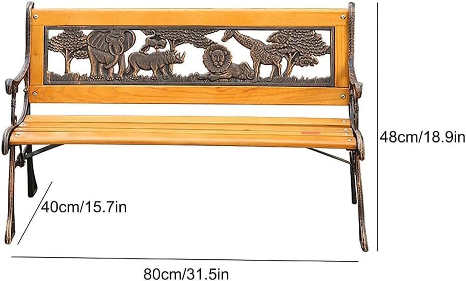 Rygcrud Outdoor Benches for Children, Kids Small Sized Metal Garden Park Bench with Backrest Decoration Leisure Chair