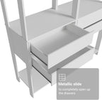 Madesa Kitchen Pantry Storage Rack with 4 Drawers 4 Shelves and 2 Hanging Rods 55" L Modular Multiuse Cabinet for Kitchen Organization - White