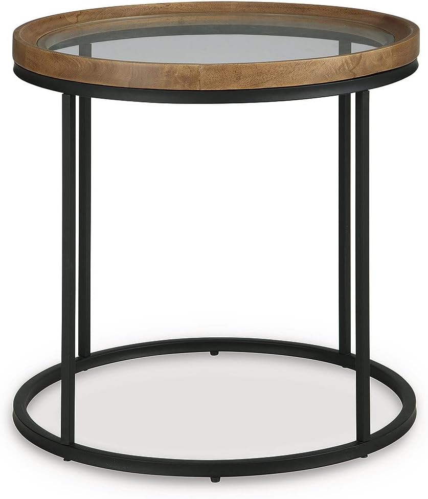 Signature Design by Ashley Noraluna Casual End Table, Light Brown & Black