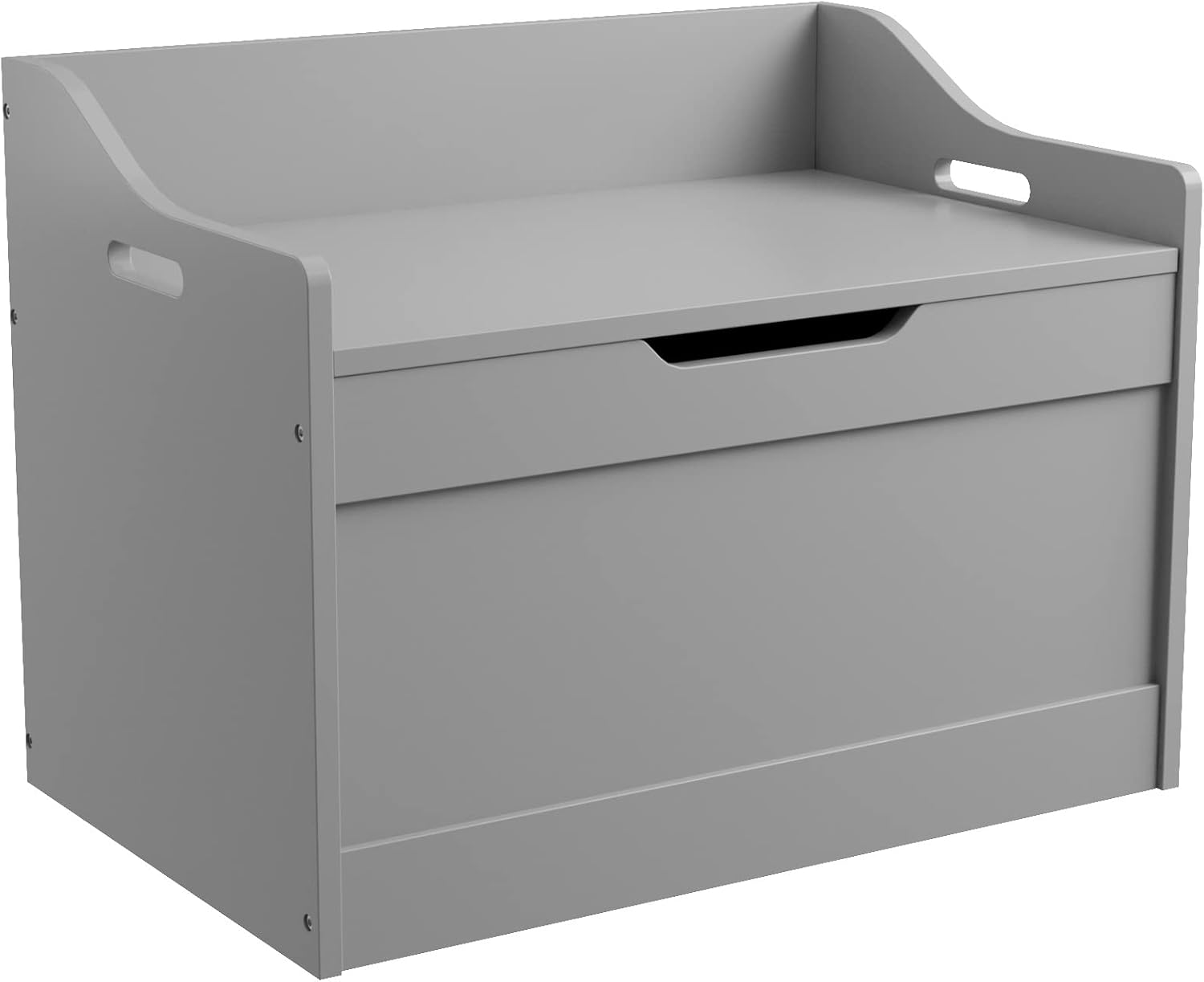 RAAMZO Wood Modern Storage Bench Box Blanket Chest Trunk with Safety Hinged Lid in Grey Finish