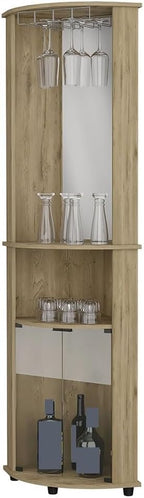 Farmhouse Rustic Corner Cabinet, Storage Locker 3-Tier Shelf with Glass Rack,for Kitchen Home