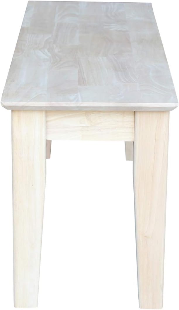 International Concepts Shaker Style Bench, 47-Inch Wide, Solid Parawood, Unfinished
