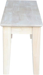International Concepts Shaker Style Bench, 47-Inch Wide, Solid Parawood, Unfinished