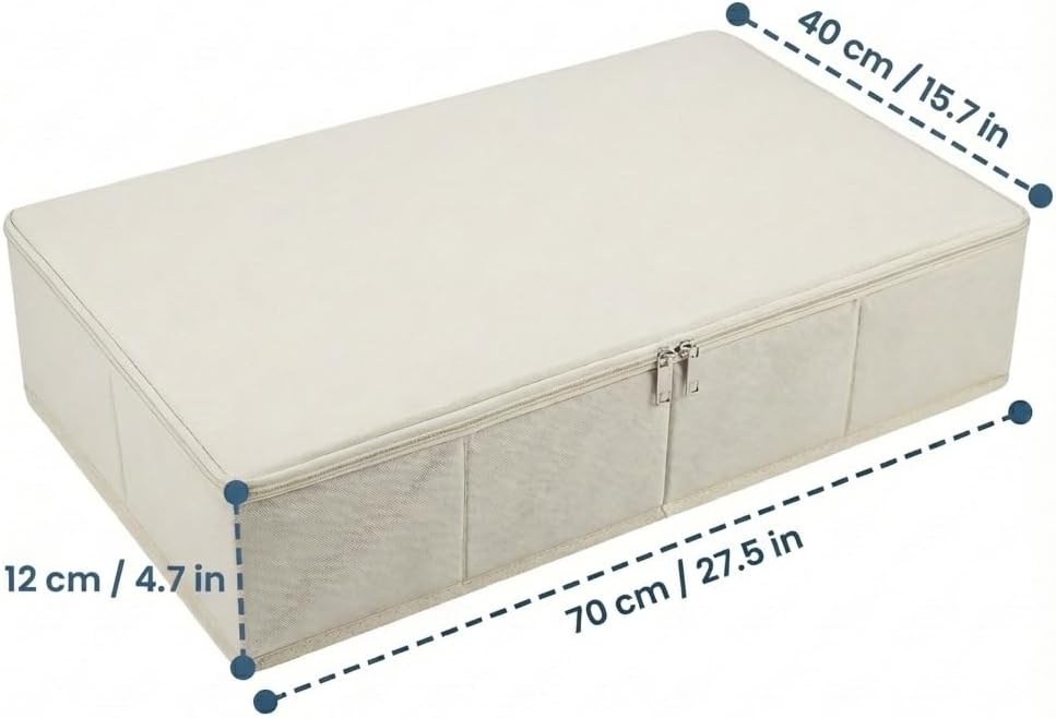 iwill CREATE PRO Breathable Fabric Under Bed Storage Box, Foldable, 70x40x12cm with Zipper Dust Cover, Pack of 3