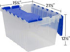 Akro-Mils 66486 CLDBL 12-Gallon Plastic Storage KeepBox with Attached Lid, 21-1/2-Inch by 15-Inch by 12-1/2-Inch, Semi Clear