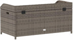 Grey and Brown Storage Bench with Gas Spring Lid, Poly Rattan and Acacia Wood, UV Resistant Water-Resistant Outdoor Indoor Seating for Patio Balcony Garden, Ample Storage