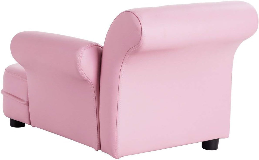 Costzon Kids Couch, 2 in 1 Princess Double Seat Children's Sofa w/PU Leather Surface, Toddler Armrest Chair for Kids Room, Soft Sofa Couch Toy Baby Boys Girls 3-5 Old Birthday