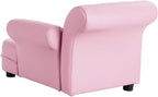 Costzon Kids Couch, 2 in 1 Princess Double Seat Children's Sofa w/PU Leather Surface, Toddler Armrest Chair for Kids Room, Soft Sofa Couch Toy Baby Boys Girls 3-5 Old Birthday