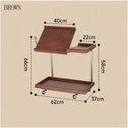 Movable Sofa Side Table Leisure Trolley Wheeled Storage Rack Bedside Coffee Small Side Table(Brown)