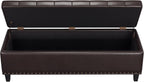 FiveWillowise Storage Ottoman Bench,51-Inch Large Storage Bench for Bedroom End of Bed, 30 Gallons Faux Leather Ottoman with Storage for Bedroom, Living Room, Entryway, Chocolate