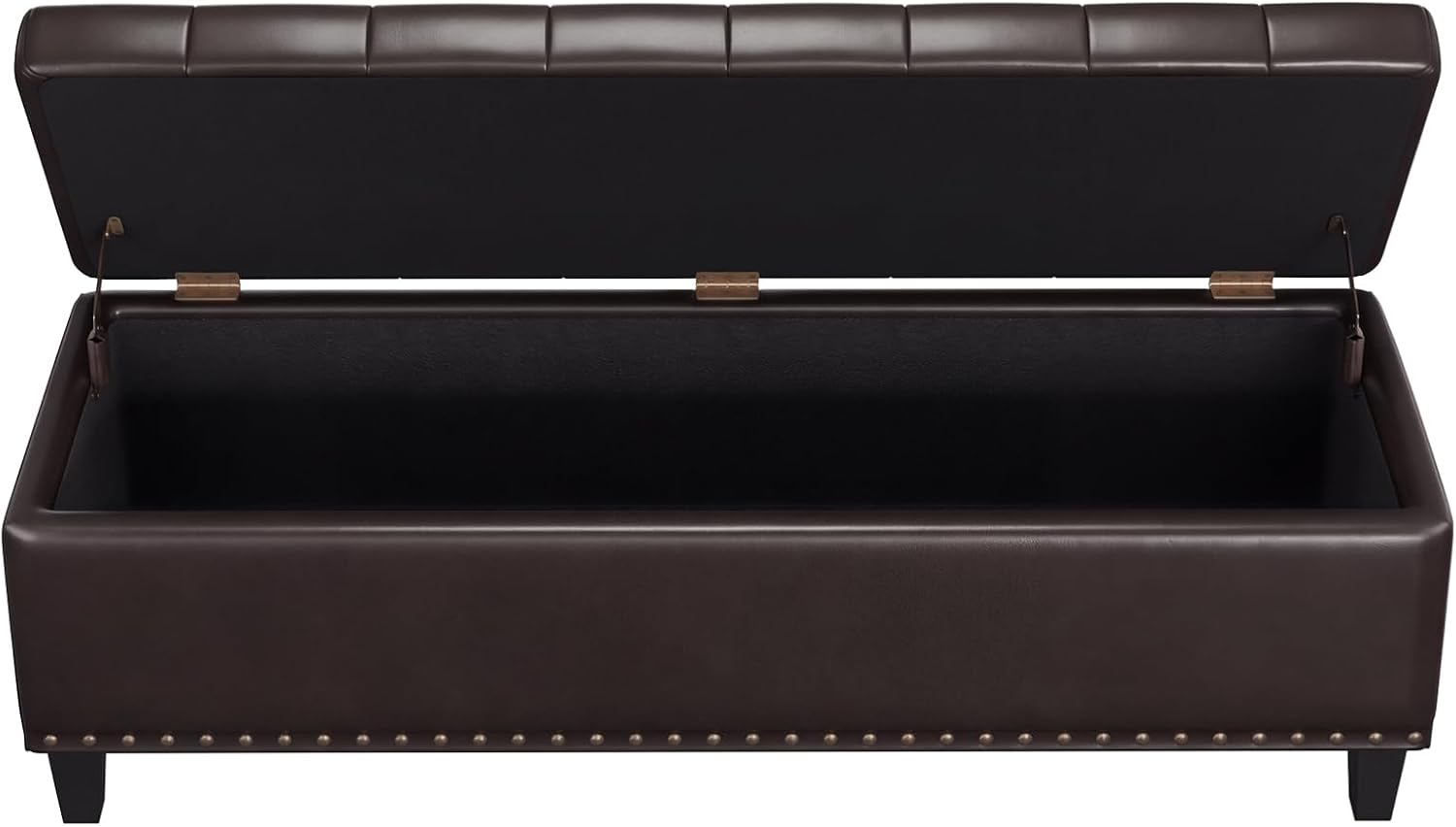 FiveWillowise Storage Ottoman Bench,51-Inch Large Storage Bench for Bedroom End of Bed, 30 Gallons Faux Leather Ottoman with Storage for Bedroom, Living Room, Entryway, Chocolate