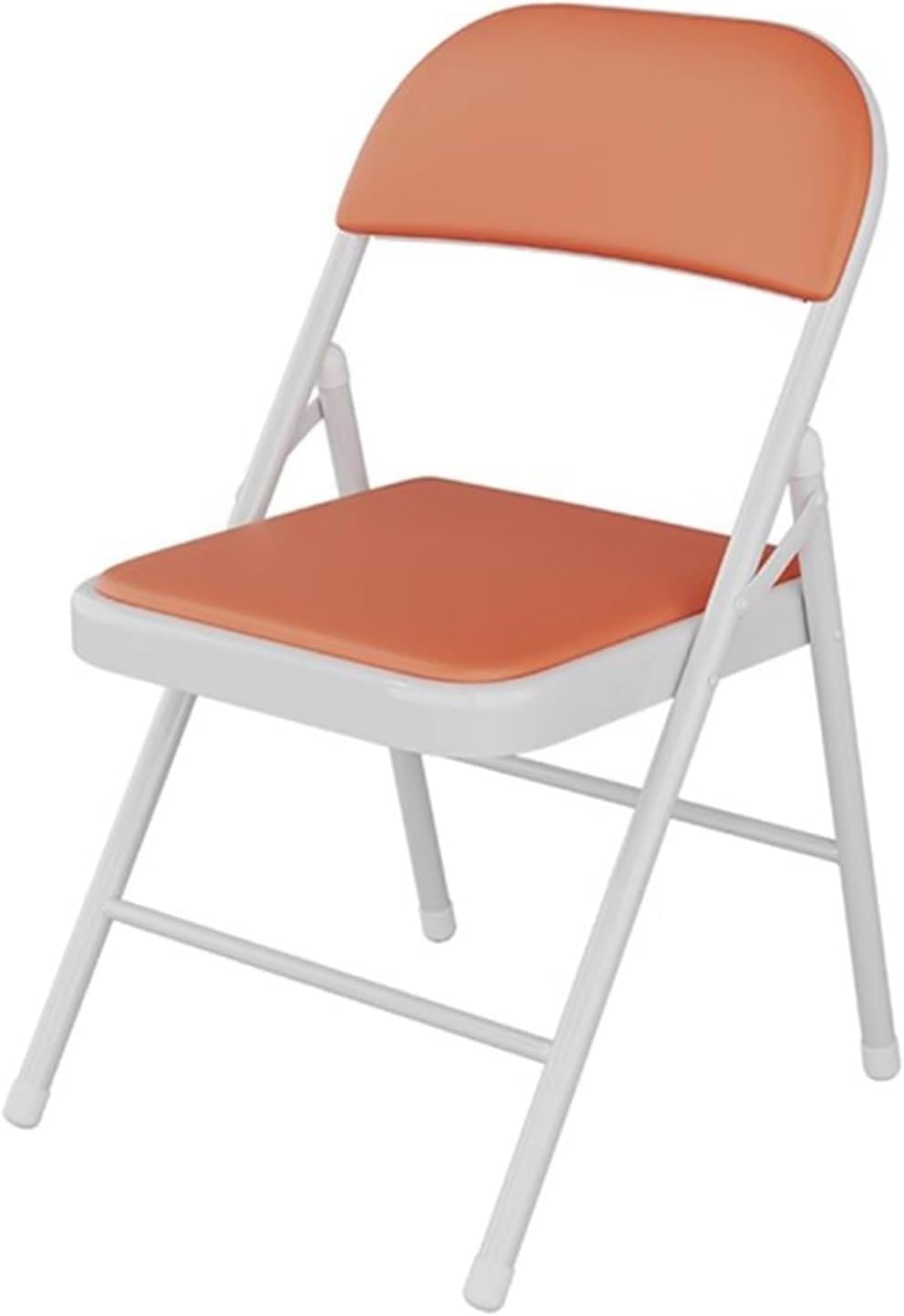 Folding Dining Chair with Sturdy Metal Frame and Comfortable Upholstered PU Seat Durable Office(Orange)