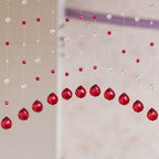 20 Strings Crystal Beaded Curtain, Arched Door String Curtain, Hanging Doorway Room Divider Suitable for Home, Coffee House, Bedroom, Restaurant. (Ruby Red)