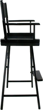 30 Inch Directors Chairs Foldable, Folding Makeup Artist Chair with Portable Footrest - Solid Hardwood Frame, 250lb Capacity, Black - for Professional Salon, Home Studio & Photography