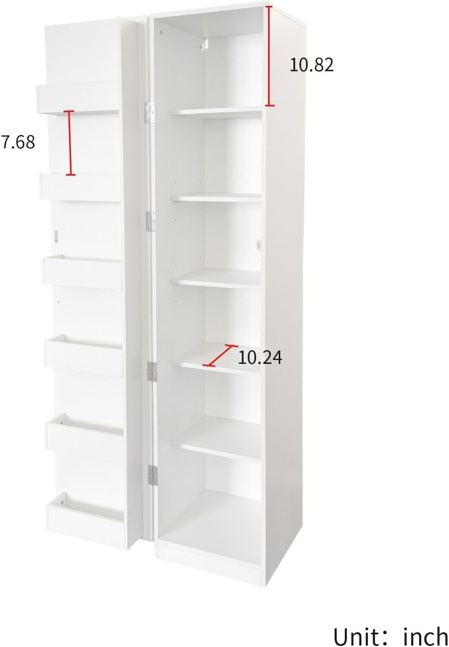 Tall Kitchen Pantry Cabinet with 6 Shelves & 6 Side Racks, 70.87" Storage Cabinet, Freestanding Cupboard for Kitchen, Dining Room, Bathroom, Adjustable Shelving, Modern Design