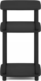 Furinno JUST Side Table, 3-Tier Turn-N-Tube End Table with Open Shelf, Round Curve Corner Night Stand, Bedside Table, Easy Assembly, for Living Room, Bedroom, Americano